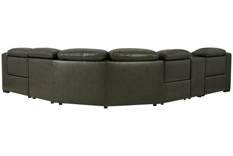 Center Line Dark Gray 6-Piece Power Reclining Sectional with Adjustable Headrest by Ashley at Eve Furniture