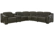 Center Line Dark Gray 6-Piece Power Reclining Sectional with Adjustable Headrest by Ashley at Eve Furniture