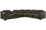 Center Line Dark Gray 6-Piece Power Reclining Sectional with Adjustable Headrest by Ashley at Eve Furniture