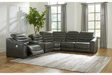 Center Line Dark Gray 6-Piece Power Reclining Sectional with Adjustable Headrest by Ashley at Eve Furniture