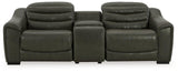 Center Line Dark Gray Dual Power Leather Sofa and Loveseat by Ashley at Eve Furniture