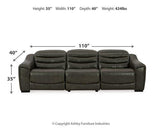 Center Line Dark Gray Dual Power Leather Sofa and Loveseat by Ashley at Eve Furniture