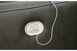 Center Line Dark Gray Oversized Dual Power Leather Recliner by Ashley at Eve Furniture