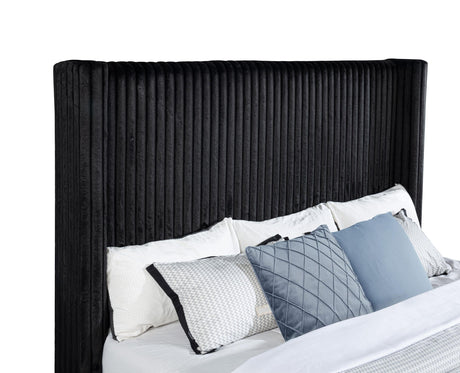 Centergrove Black Upholstered California King Wingback TV Bed by Coaster at Eve Furniture