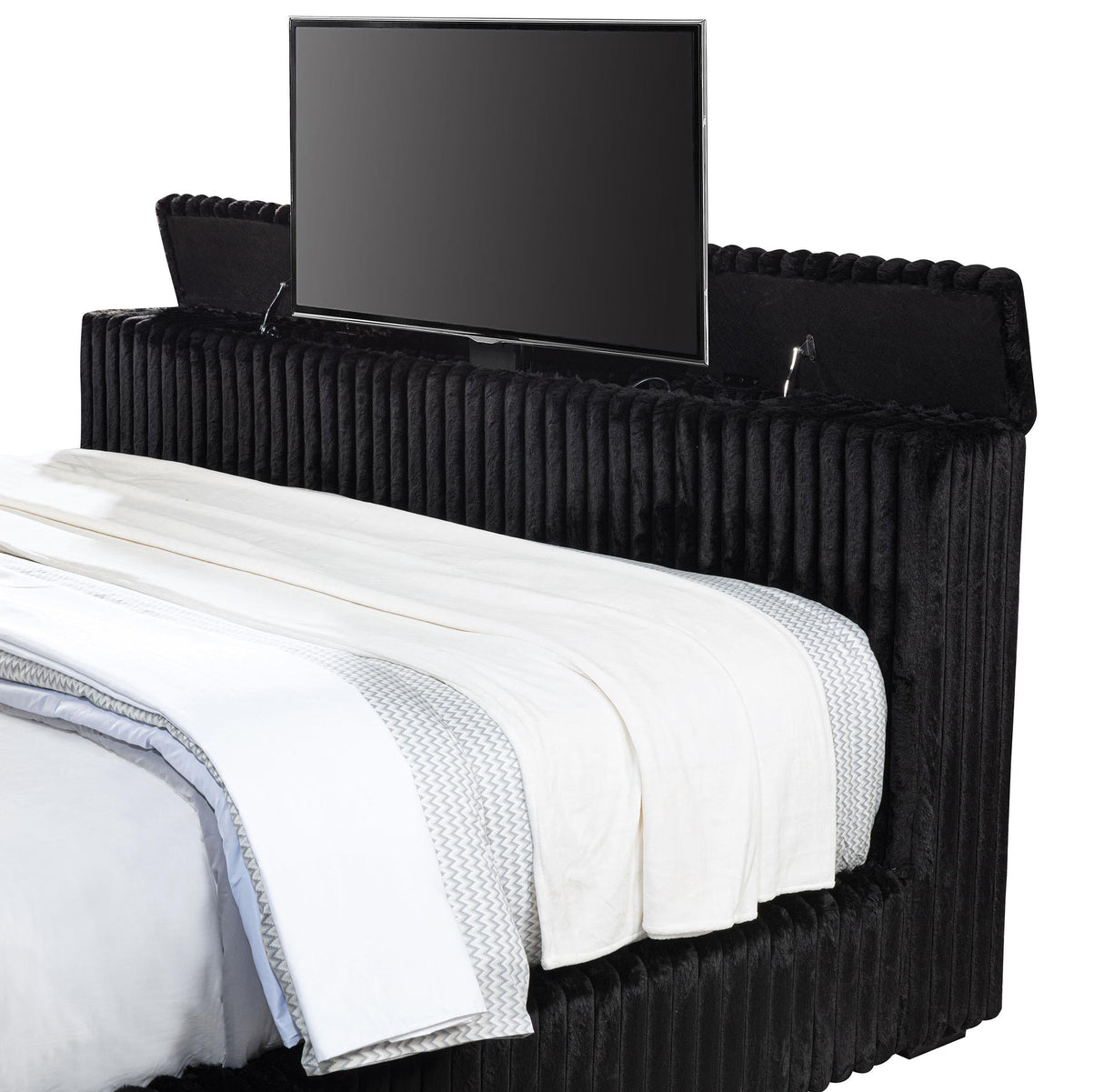 Centergrove Black Upholstered California King Wingback TV Bed by Coaster at Eve Furniture