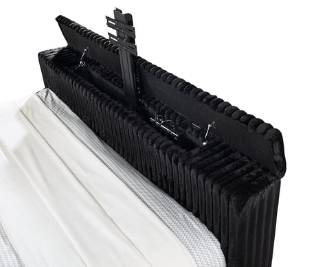 Centergrove Black Upholstered Eastern King Wingback TV Bed by Coaster at Eve Furniture