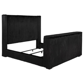 Centergrove Black Upholstered Eastern King Wingback TV Bed by Coaster at Eve Furniture