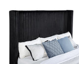 Centergrove Black Upholstered Eastern King Wingback TV Bed by Coaster at Eve Furniture