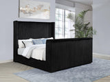 Centergrove Black Upholstered Eastern King Wingback TV Bed by Coaster at Eve Furniture
