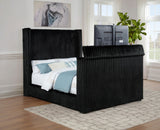 Centergrove Black Upholstered Queen Wingback TV Bed by Coaster at Eve Furniture