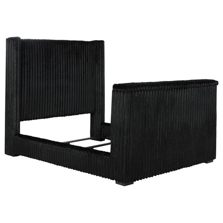 Centergrove Black Upholstered Queen Wingback TV Bed by Coaster at Eve Furniture