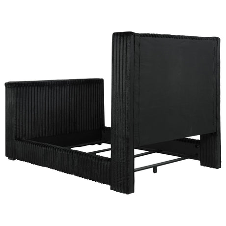 Centergrove Black Upholstered Queen Wingback TV Bed by Coaster at Eve Furniture