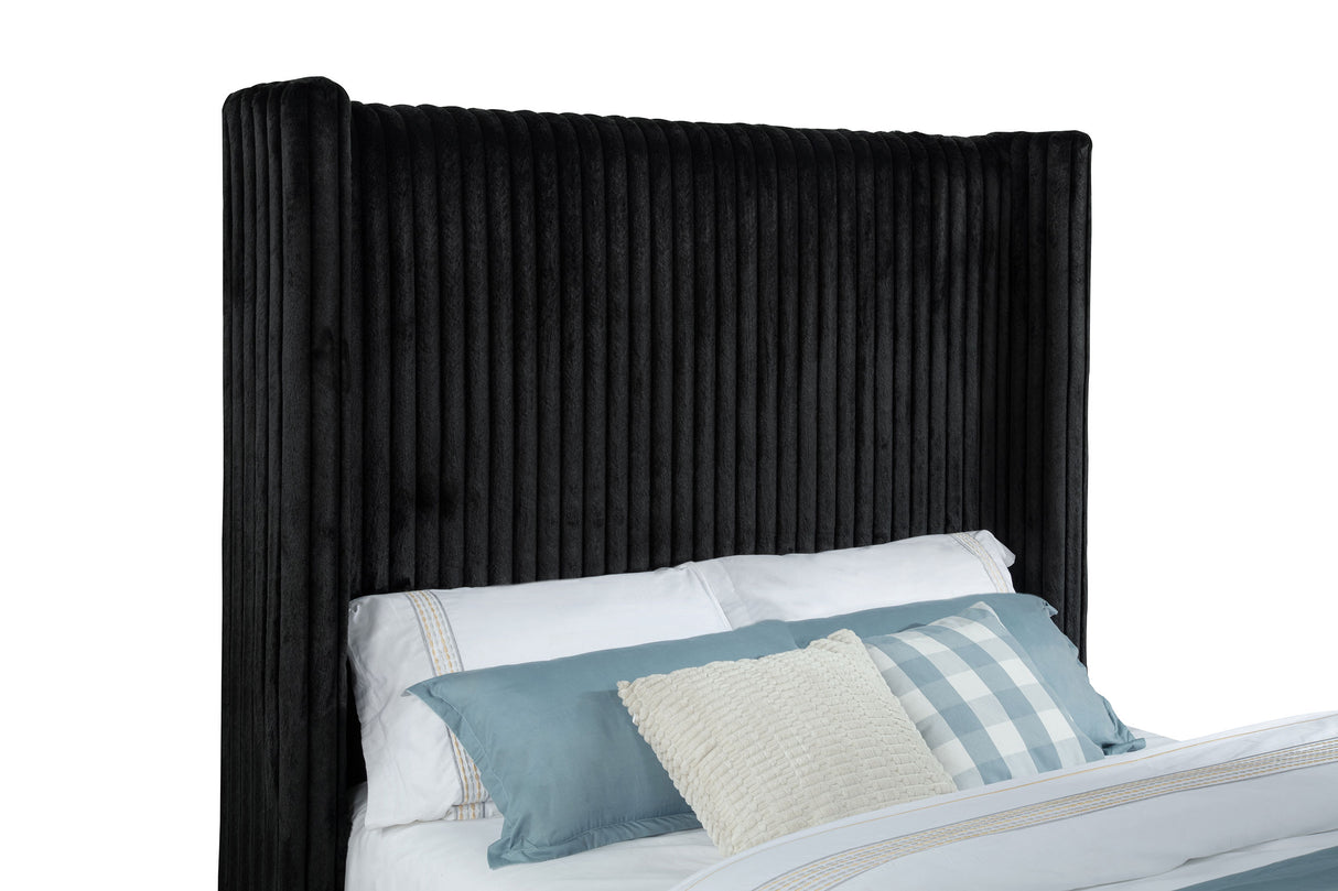 Centergrove Black Upholstered Queen Wingback TV Bed by Coaster at Eve Furniture