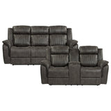 Centeroak Brownish Gray 2-Piece Double Reclining Set by Homelegance at Eve Furniture