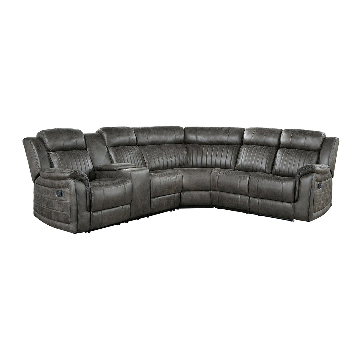 Centeroak Brownish Gray 3-Piece Reclining Sectional with Left Console by Homelegance at Eve Furniture