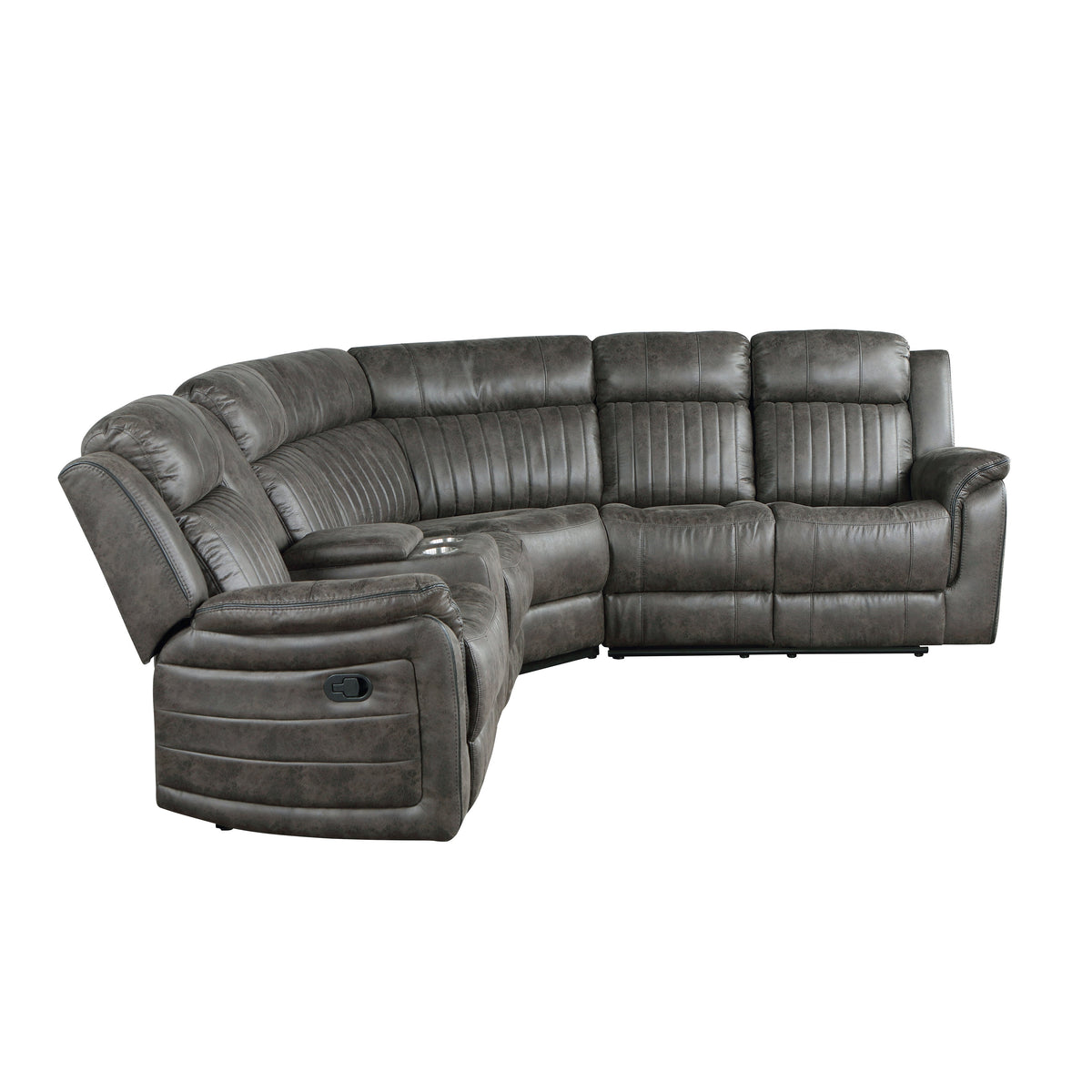 Centeroak Brownish Gray 3-Piece Reclining Sectional with Left Console by Homelegance at Eve Furniture