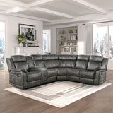Centeroak Brownish Gray 3-Piece Reclining Sectional with Left Console by Homelegance at Eve Furniture