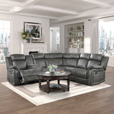Centeroak Brownish Gray 3-Piece Reclining Sectional with Left Console by Homelegance at Eve Furniture