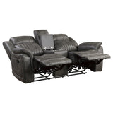 Centeroak Brownish Gray Double Reclining Loveseat with Center Console by Homelegance at Eve Furniture