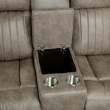 Centeroak Sandy Brown 2-Piece Double Reclining Set by Homelegance at Eve Furniture