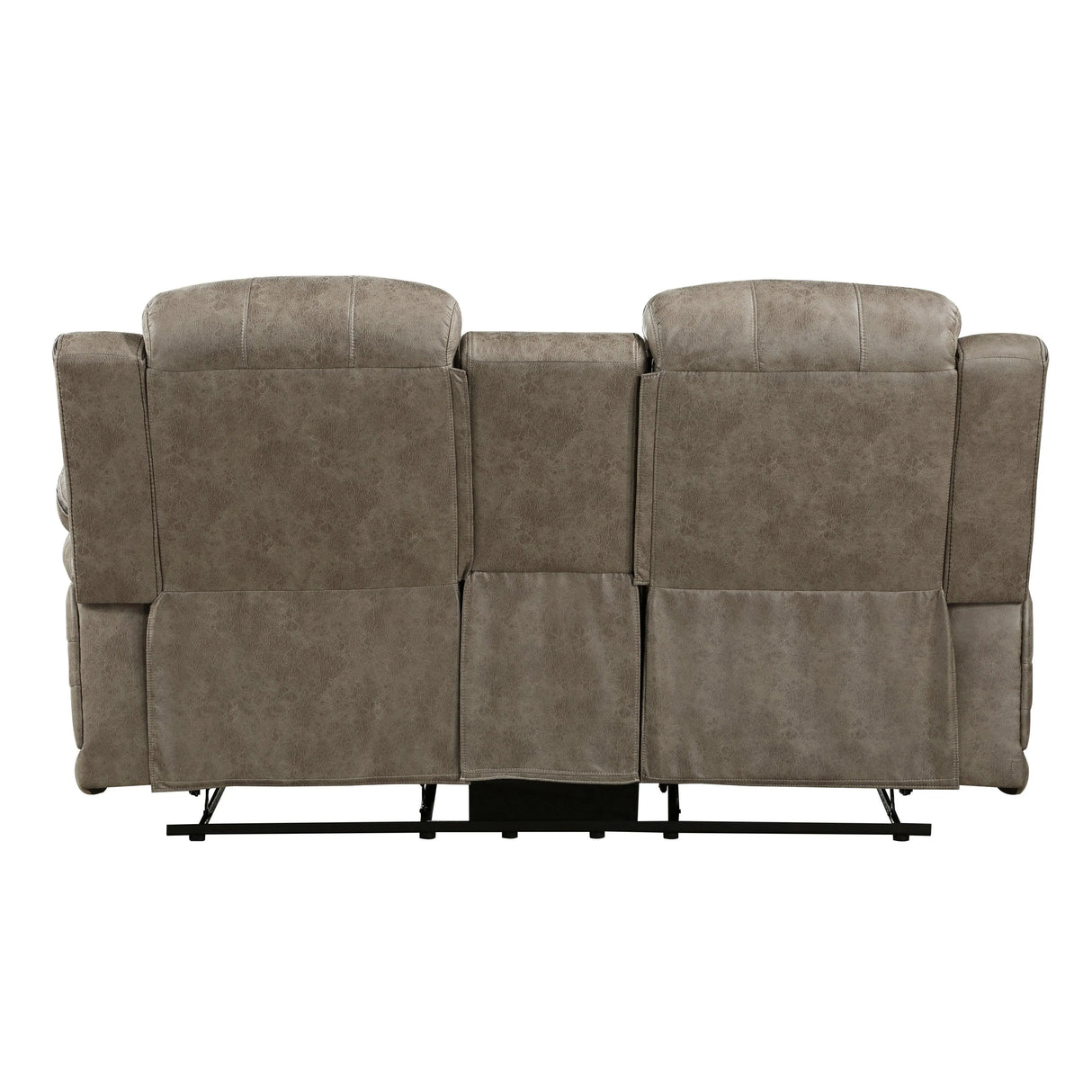 Centeroak Sandy Brown Double Reclining Loveseat with Center Console by Homelegance at Eve Furniture