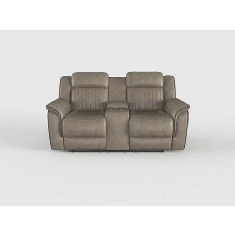 Centeroak Sandy Brown Double Reclining Loveseat with Center Console by Homelegance at Eve Furniture
