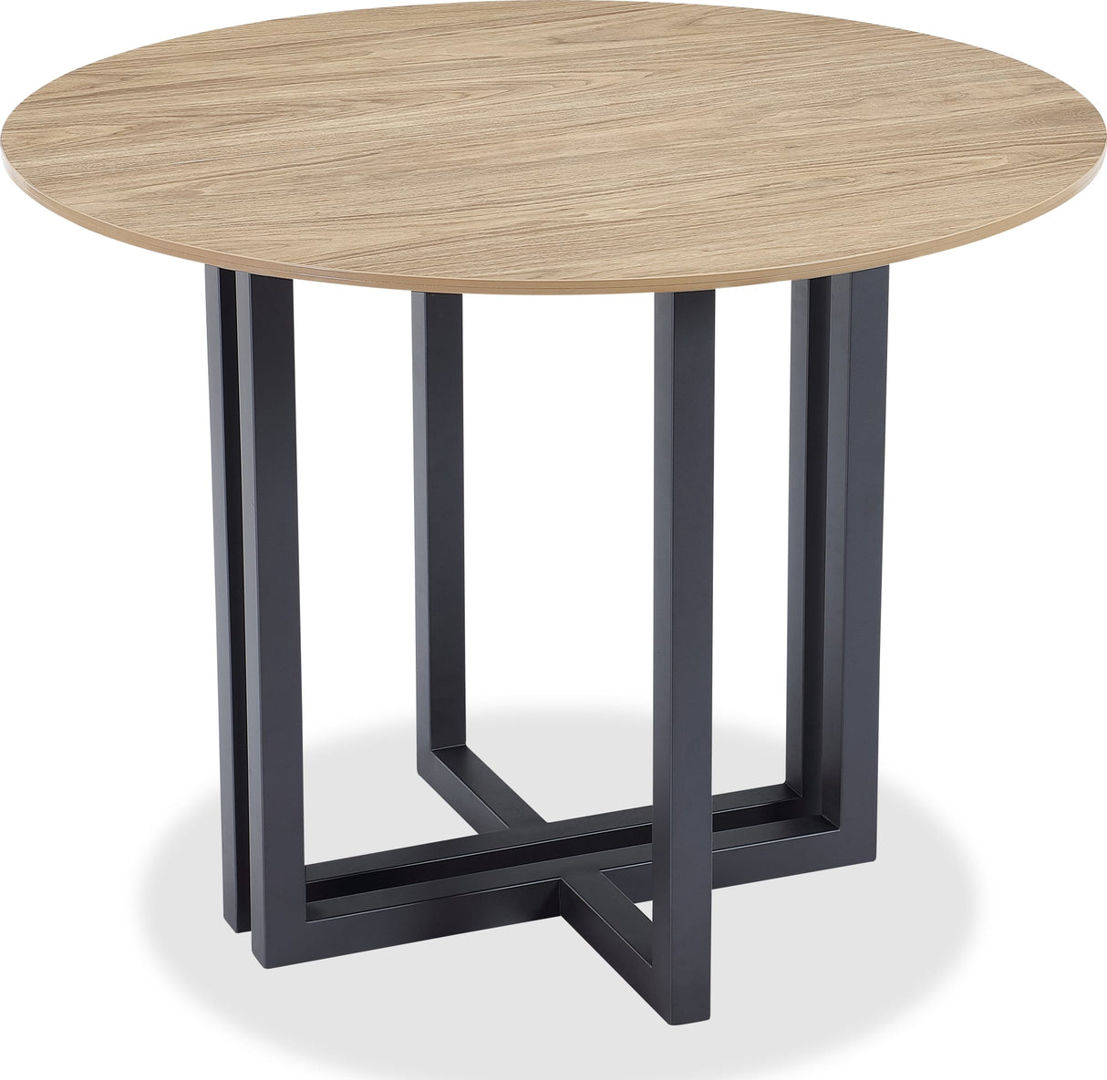 CEO Gunmetal/Washed Oak Wood Pattern Round Sintered Stone Dining Table by Modus Furniture at Eve Furniture