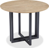 CEO Gunmetal/Washed Oak Wood Pattern Round Sintered Stone Dining Table by Modus Furniture at Eve Furniture