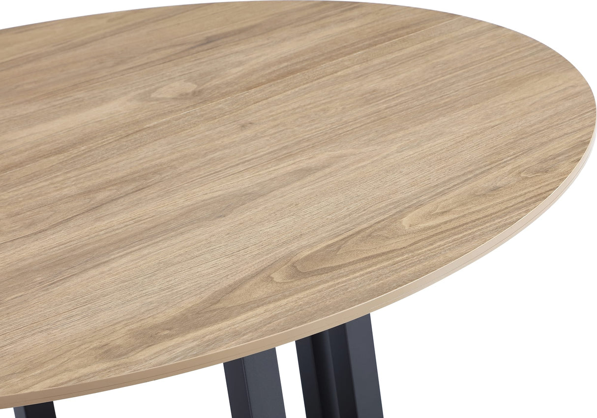 CEO Gunmetal/Washed Oak Wood Pattern Round Sintered Stone Dining Table by Modus Furniture at Eve Furniture