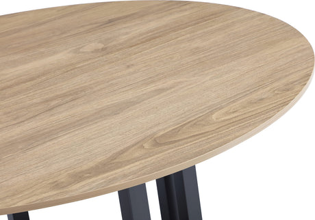 CEO Gunmetal/Washed Oak Wood Pattern Round Sintered Stone Dining Table by Modus Furniture at Eve Furniture