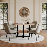 CEO Gunmetal/Washed Oak Wood Pattern Round Sintered Stone Dining Table by Modus Furniture at Eve Furniture