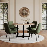 CEO Gunmetal/Washed Oak Wood Pattern Round Sintered Stone Dining Table by Modus Furniture at Eve Furniture