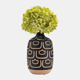 Cer, 10" Decorative Vase, Black/tan