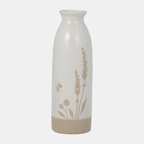 Cer, 10" Flower Field Vase, Ivory