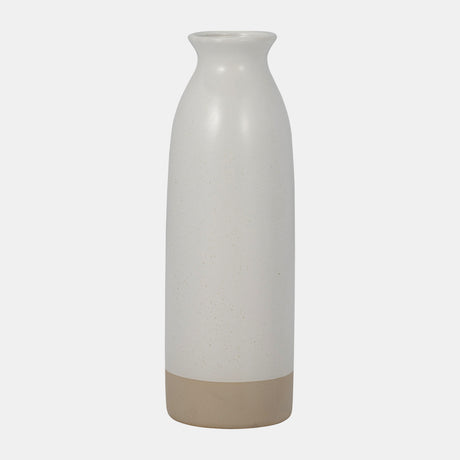 Cer, 10" Flower Field Vase, Ivory