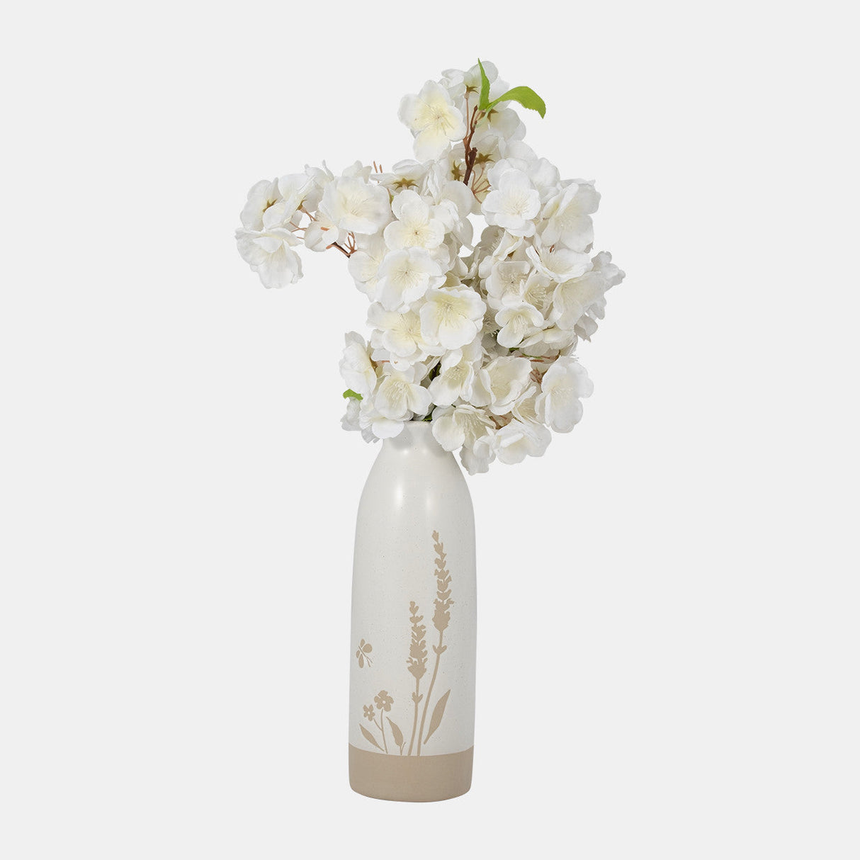 Cer, 10" Flower Field Vase, Ivory