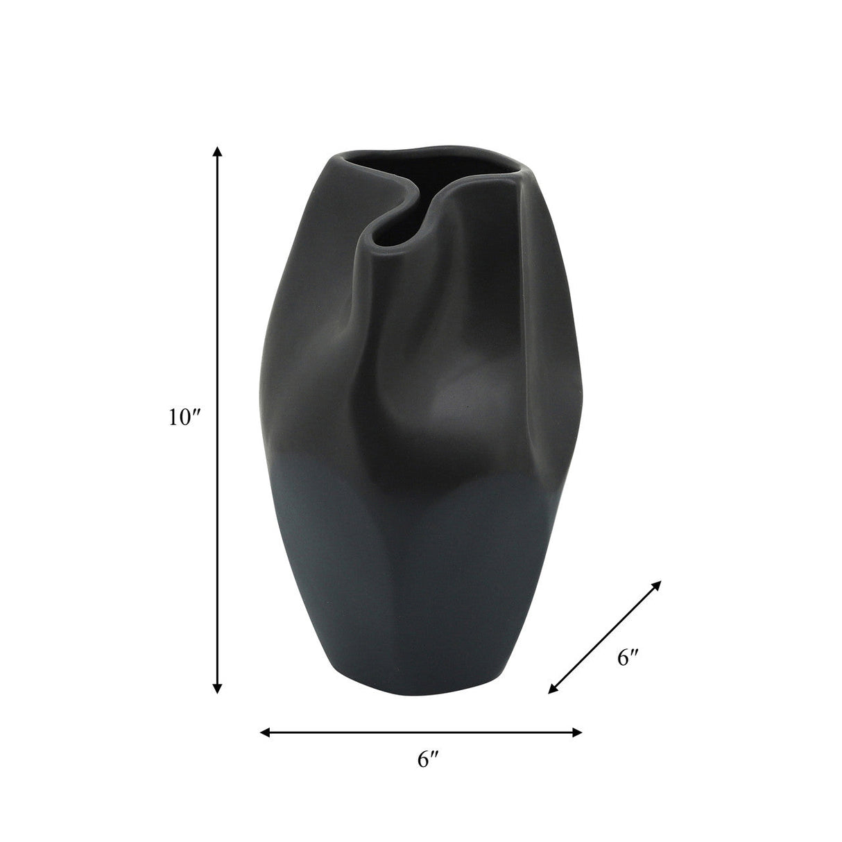 Cer, 10"h Abstract Vase, Black