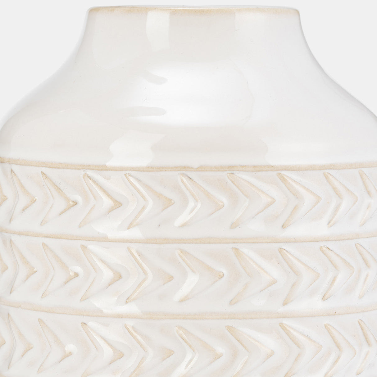 Cer, 10"h Aztec Vase, Ivory