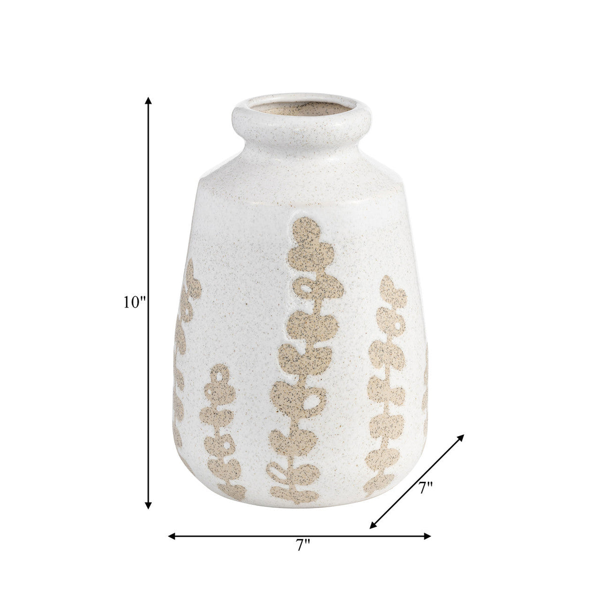 Cer, 10"h Botanical Vase, Ivory