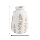 Cer, 10"h Botanical Vase, Ivory