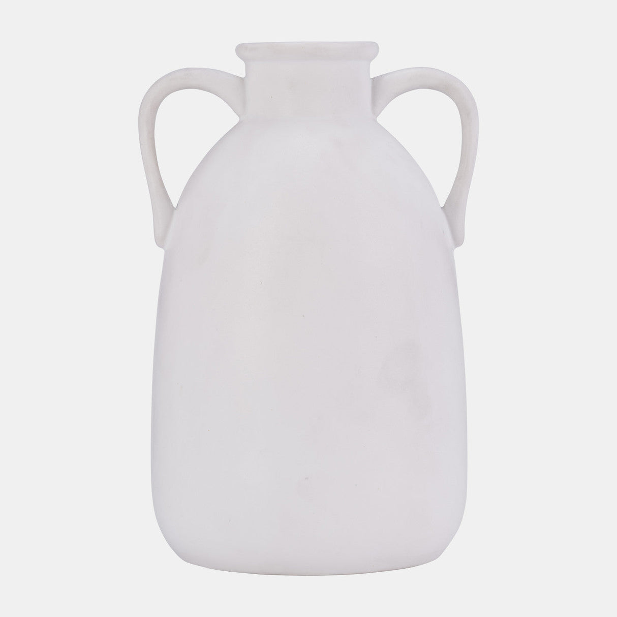 Cer, 10"h Eared Vase, White