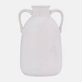 Cer, 10"h Eared Vase, White