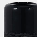 Cer, 10"h Grooved Vase, Black