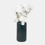 Cer, 10"h Grooved Vase, Forest Green