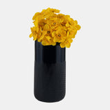 Cer, 10"h Grooved Vase, Navy Blue