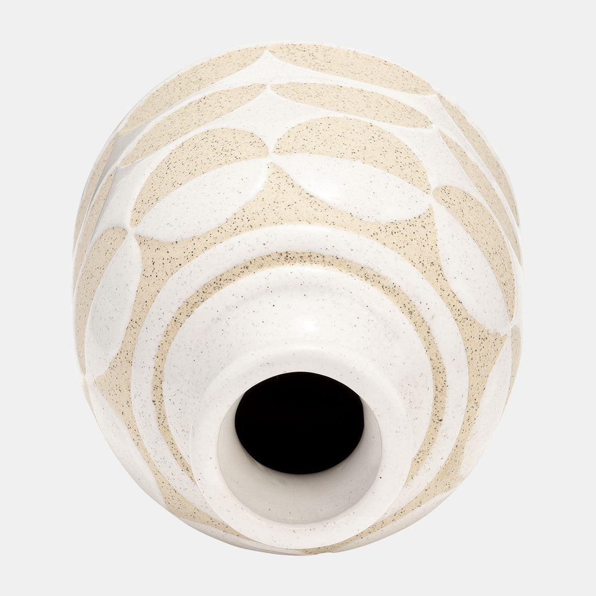 Cer, 10"h Half Circles Vase, Ivory