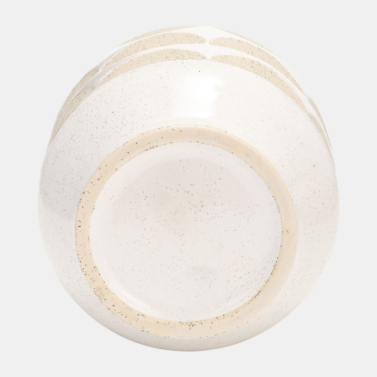 Cer, 10"h Half Circles Vase, Ivory