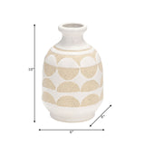 Cer, 10"h Half Circles Vase, Ivory