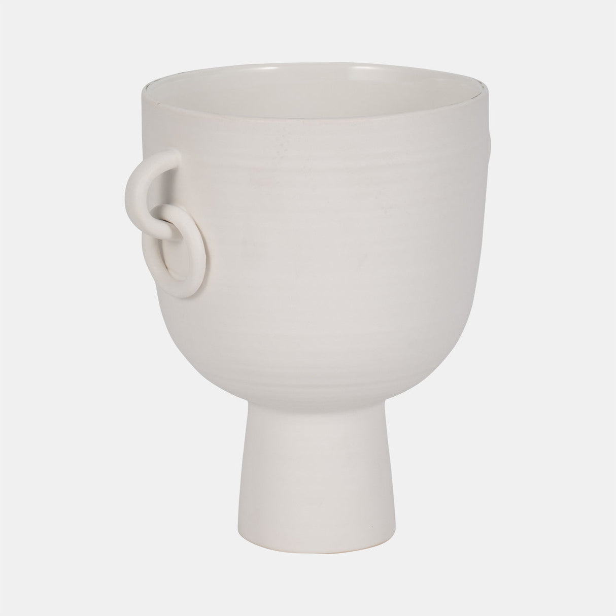 Cer, 10"h Vase With Handles, White