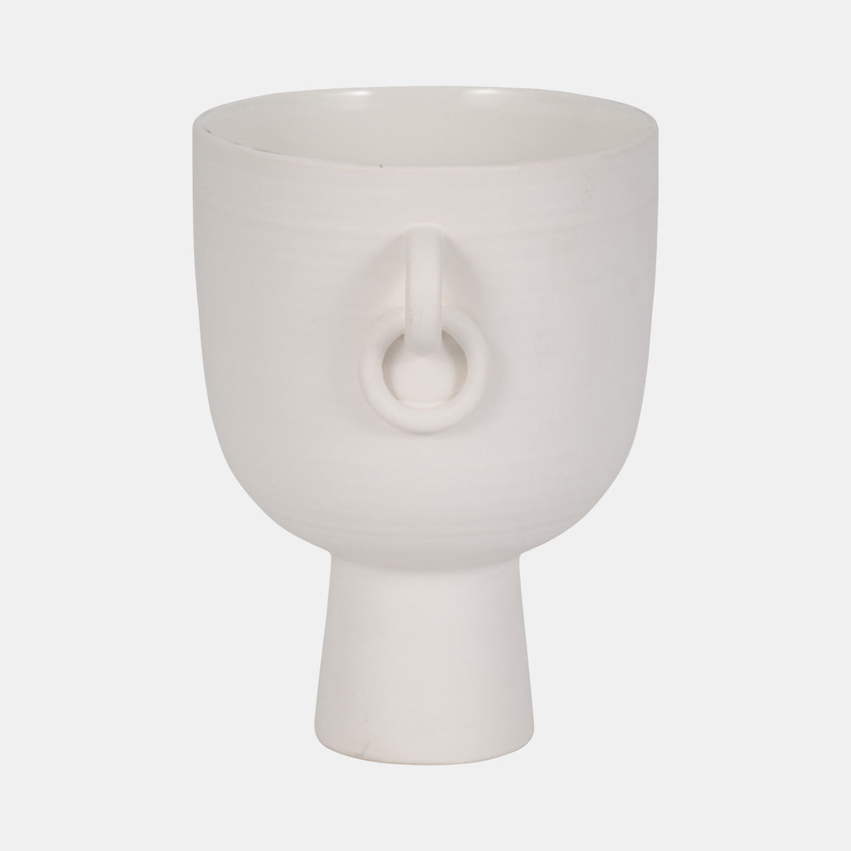 Cer, 10"h Vase With Handles, White